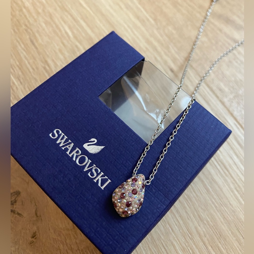 Swarovski Silver Necklace with Pink and Purple Pendant 16-19”